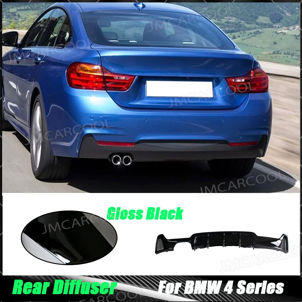 

ABS Carbon Look Rear Diffuser For BMW 4 Series F32 F36 M Sport M Tech 2012-2018 ABS Gloss Black Car Rear Bumper Diffuser Spoiler