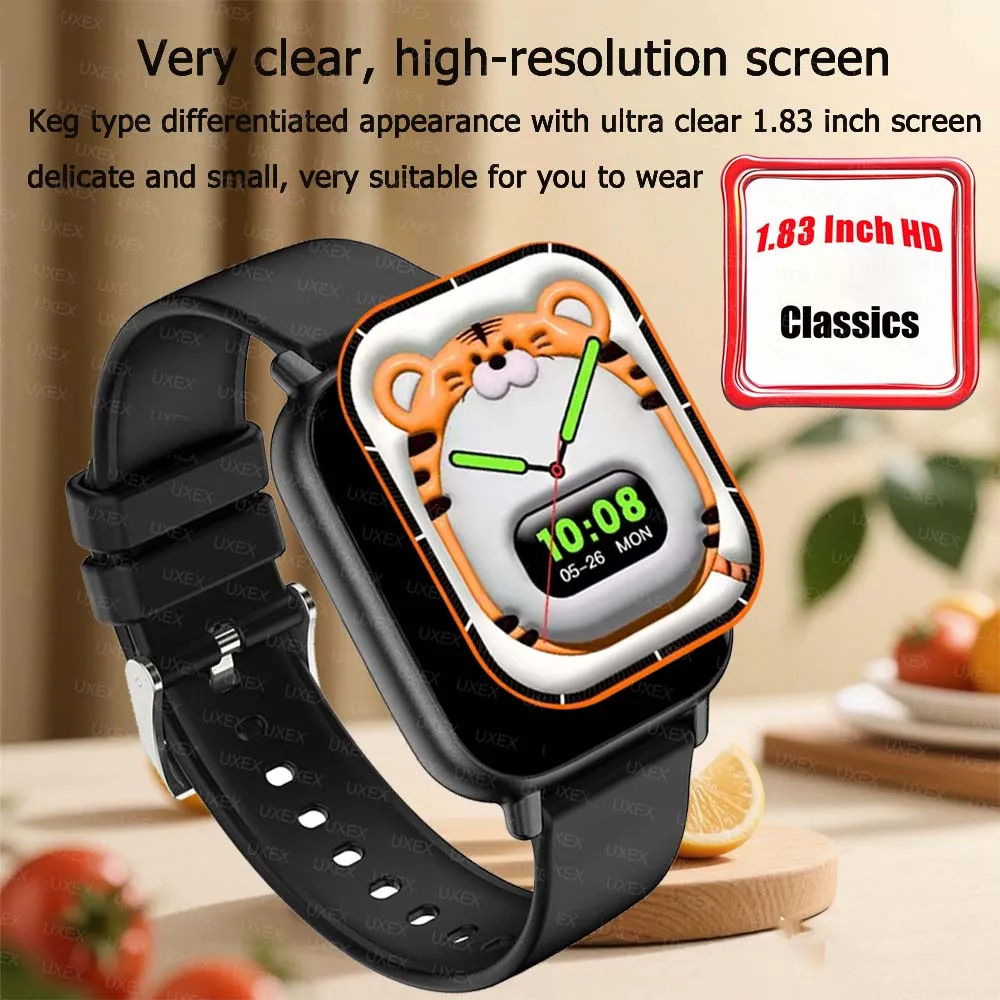 الكلاسيكية Smartwatch الرجال 1.83HD شاشة كاملة بلوتوث دعوة الصحة المقتفي وسائط رياضية متعددة الوظائف هدية الكريسماس الساعات الموضة