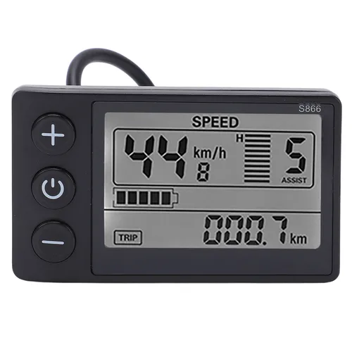 Imagen 2 del producto Medidor de pantalla LCD para ciclo eléctrico S866, Panel de Control de 24V, 36V y 48V con enchufe resistente al agua, medidor de pantalla LCD para ciclo eléctrico