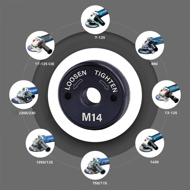 4 ชิ้น M14 เครื่องบดมุมล็อค Nut, เปลี่ยนแผ่นหนีบสําหรับยึดแผ่นตัดล้อ Abrasive Disc-AT64