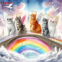 Huacan 5d Diamond Mosaic Animal Cat Rhinestone Pictures Diy Diamond Painting Rainbow Bridge Handmade Gift Home Decor