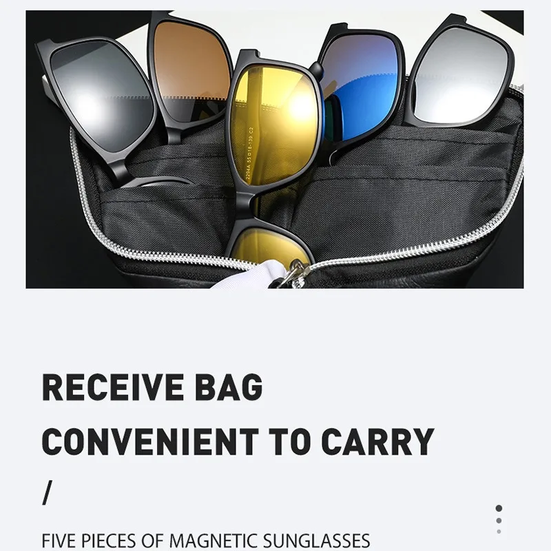 Eyeglasses Frame Men Women With 5 PCS Clip On Polarized Sunglasses Spectacle Magnetic Glasses Male UV400 Eyeglasses image 5