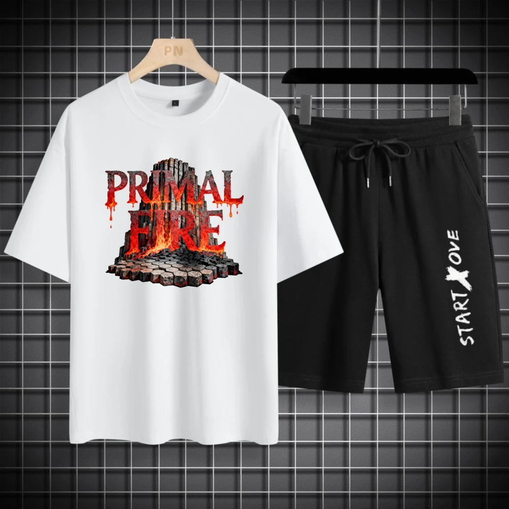 Men's T-shirts Sets Short Sleeve+ Shorts Summer Men's summer clothing Breathable men's set Fashion men's suits Polyester