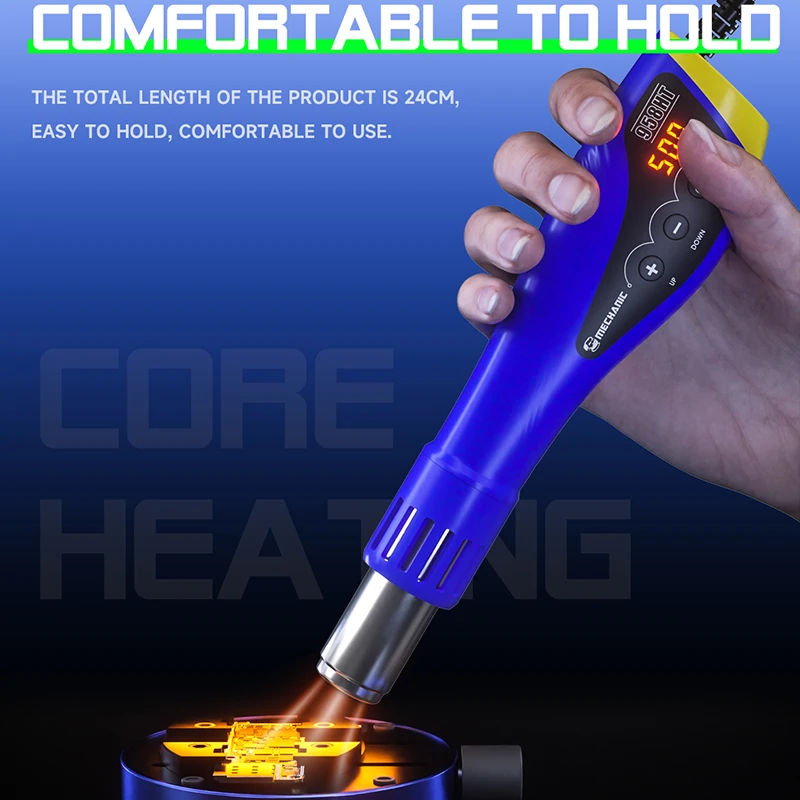 Mechanic Portable hot air soldering station 600W Adjustable temperature 100-500℃ Digital display Hot air gun for soldering tools