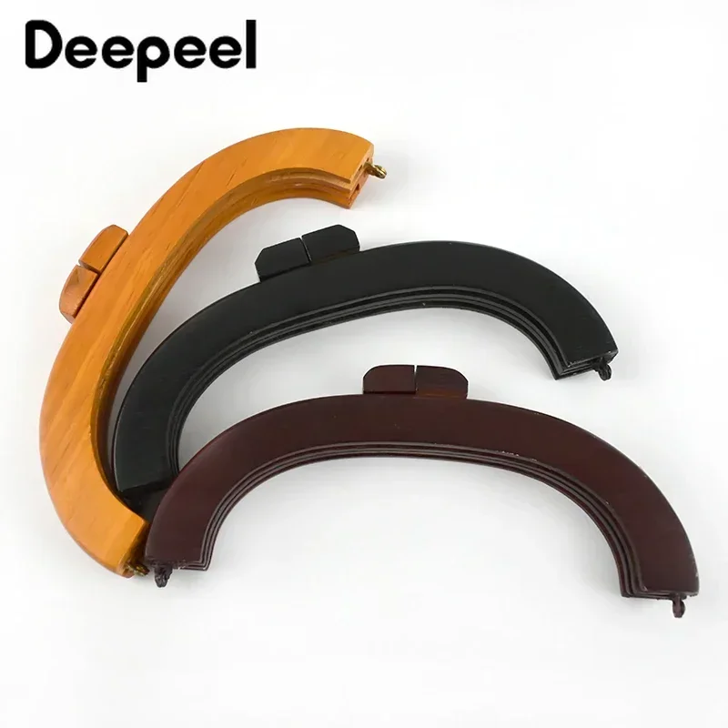 1/2Pc Deepeel 20*7.5cm Handbag Wooden Handle Kiss Clasp Fashion Women\'s Purse Frame Woven-Bag Replace Handles Hardware Accessory