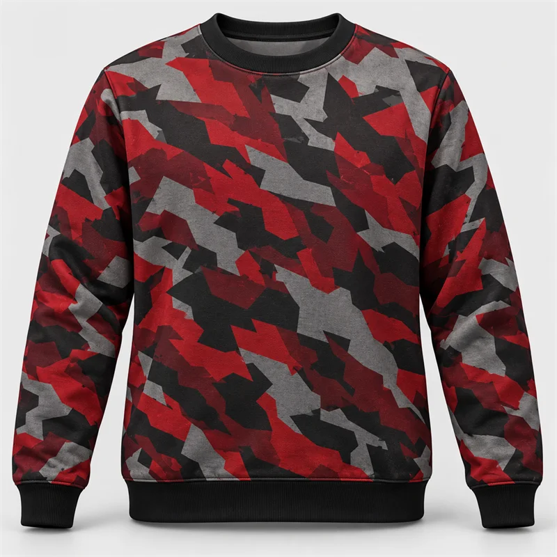 Men's Camo Sweatshirt Crewneck Long Sleeve Desert Digital Urban Snow Forest Camouflage Print Casual Military Style Pullover Top