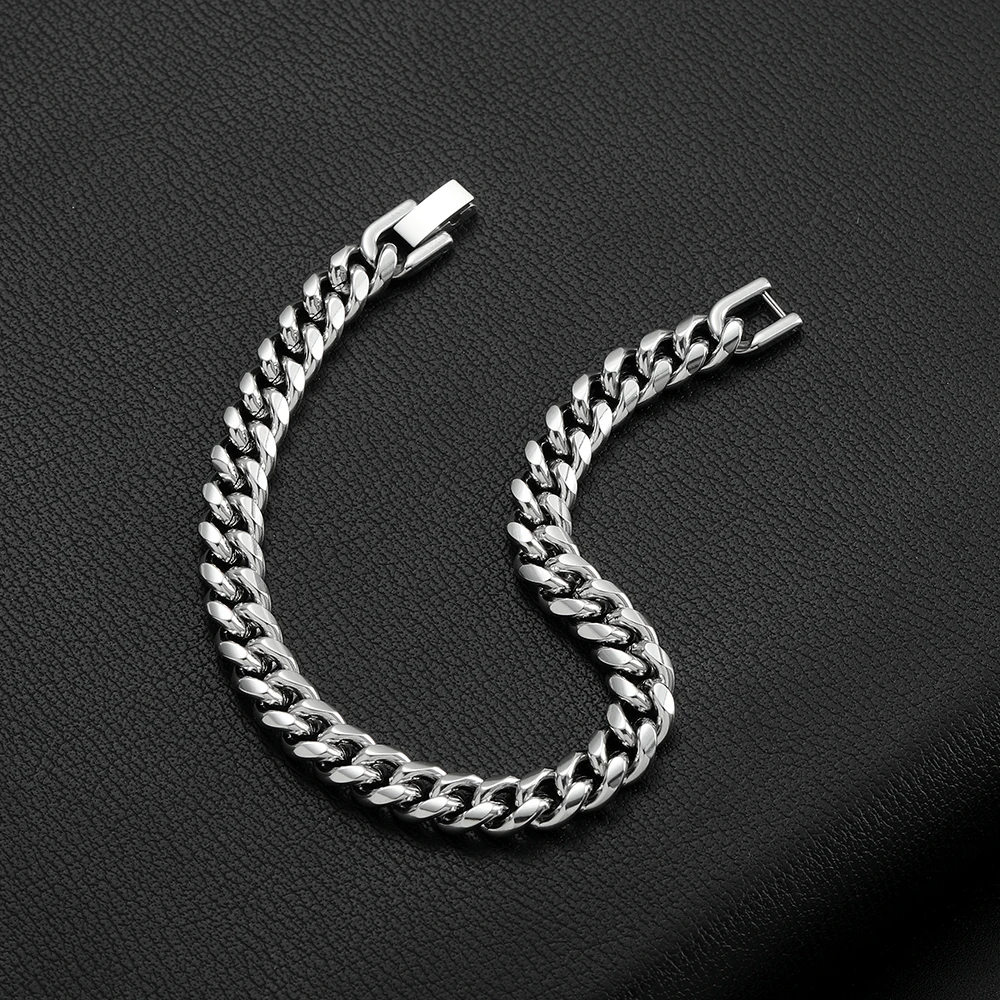 Men’s 8MM Cuban Chain Bracelet Waterproof 316L Stainless Steel Hip Hop Rock Style Accessories Party Gift Jewelry