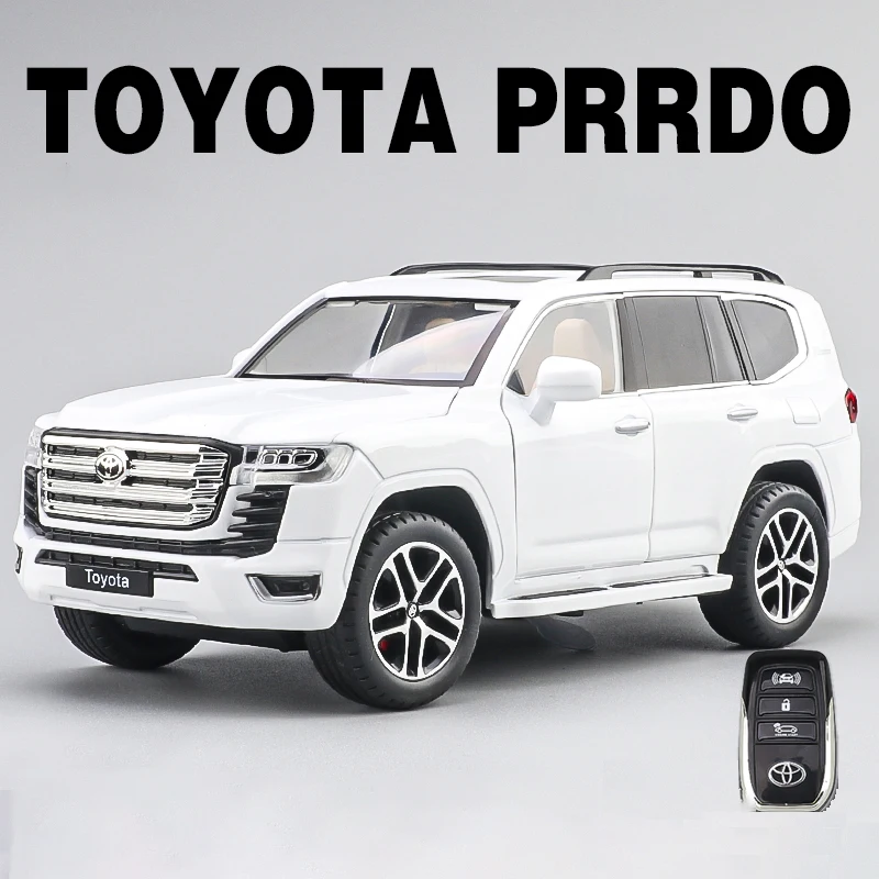 1:24 Toyota LAND CRUISER PRADO Sleutelbediening Legering Model Auto Geluid en Licht Trek kinderen Speelgoed Collectibles verjaardagscadeau