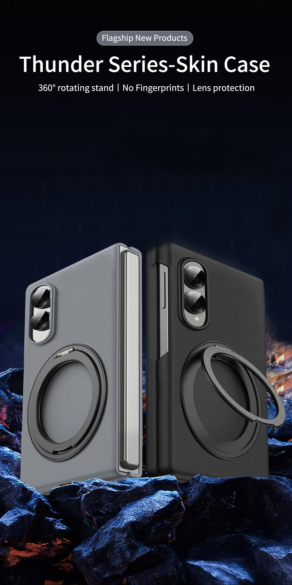 For Samsung Galaxy Z Fold8 Z Fold 8 Ultra 360° Rotate Magnetic Ring Stand Case Matte Lens Protector Shockproof Fold Phone Cover