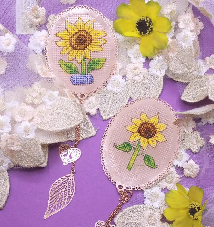 s sunflowers Craft Sttich Cross Stitch Bookmark Metal Silver Golden Needlework Embroidery Crafts Counted Cross-Stitching