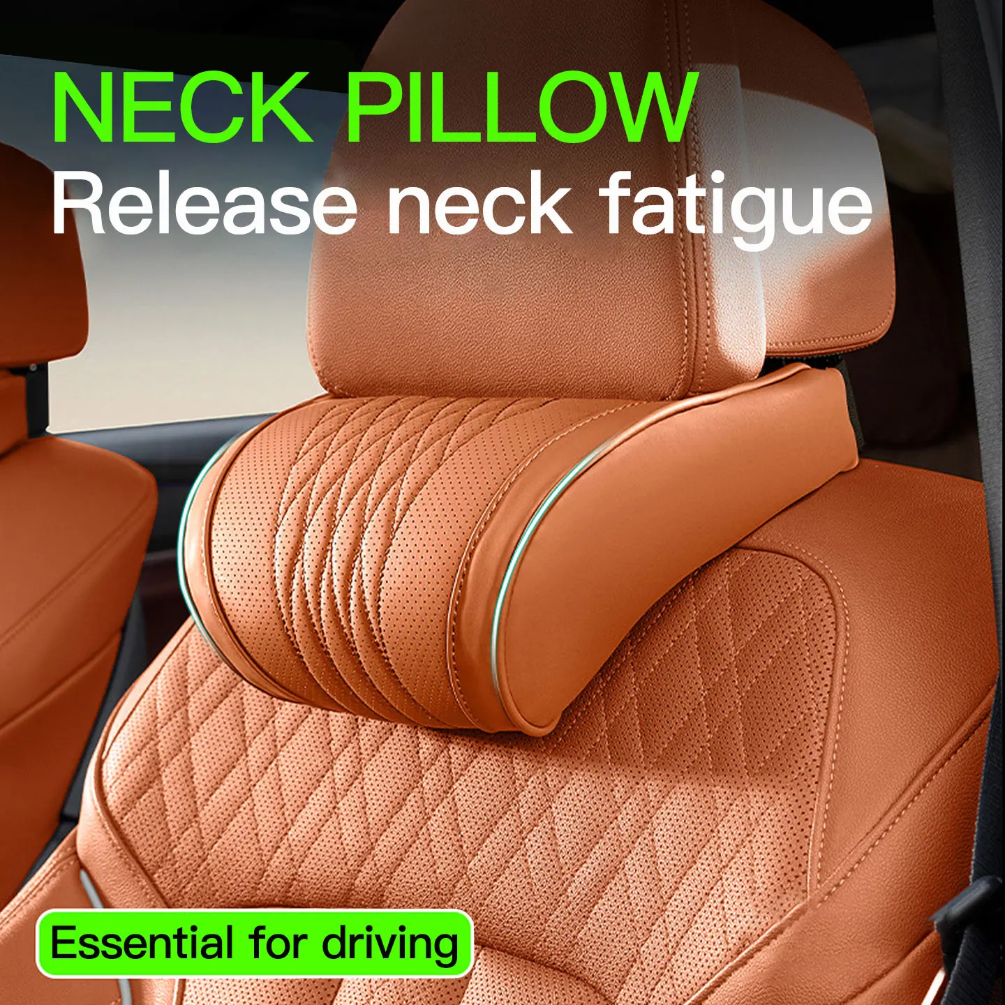 Car Headrest Breathable Perforated Neck Pillow Lumbar Support For Volkswagen Passat Santana Tiguan Golf Bora Jetta ID.3 ID.7