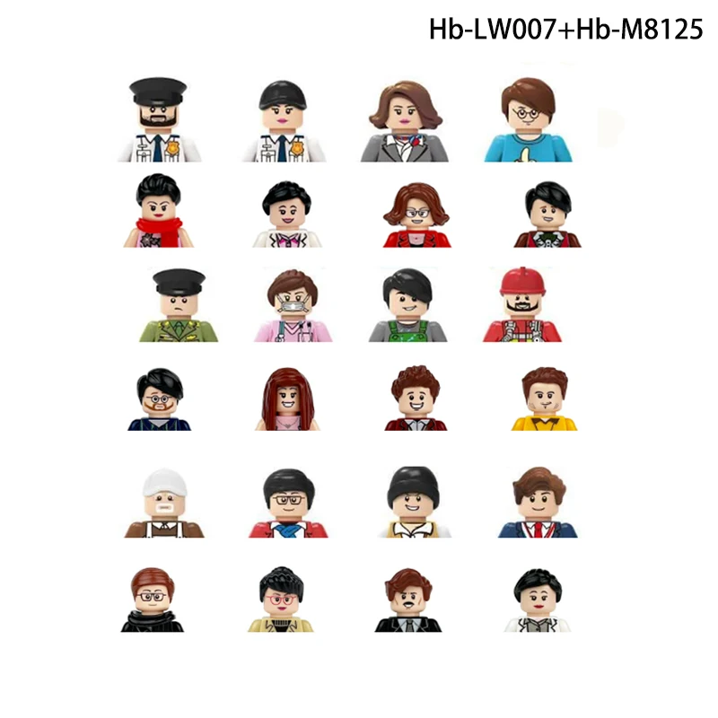 3D Family Character Set Building Blocks City Workers Firefighters Doctors Building Blocks Dolls Puzzle Children DIY Toys