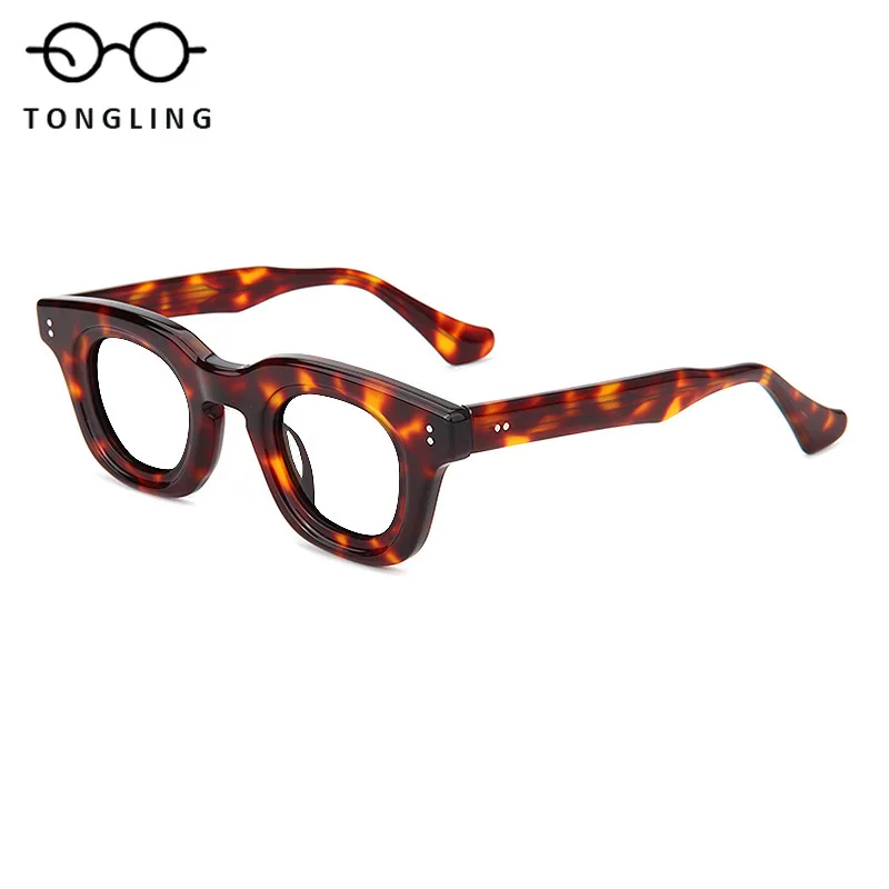 Top-Notch Fashionable Women Trendy And Individualistic Oval HighQuality Acetate Men Retro Thick-Framed Handcrafted Glasses Frame