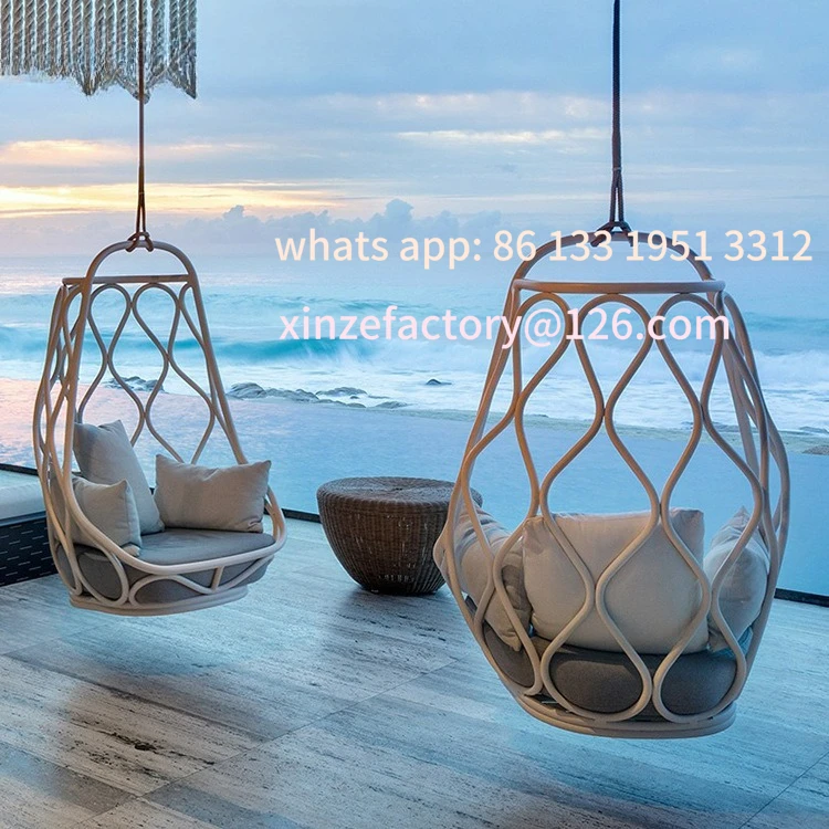 

Customizable Nordic outdoor swing hanging chair casual simple single floor rocking chair outdoor furniture sun room courtyard