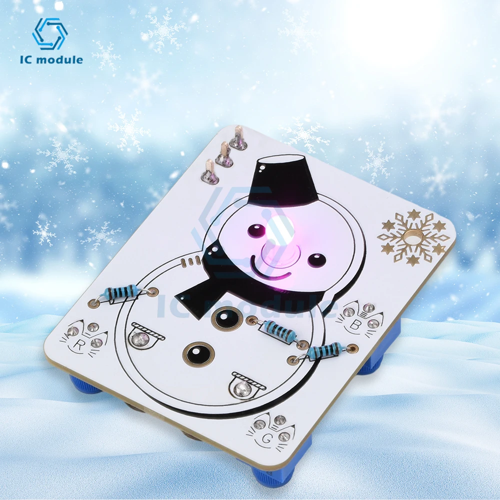 LED Snowman Electronic Beginner Learning Welding Fun DIY Kit LED Light Emitting Tube Module