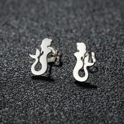 1Pair New Fashion Mermaid Earrings Stainless Steel Engagement Party Wedding Jewelry Accessories