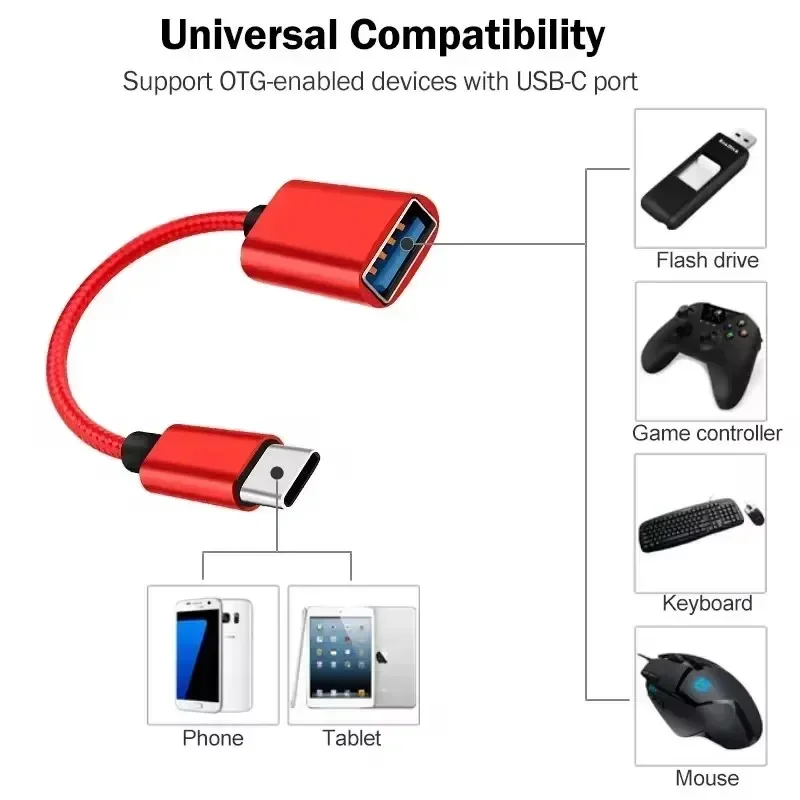 USB Type-C OTG Cable for Xiaomi 14 13 12T 13T Pro/Redmi Note 11 12 13 Pro Plus/Poco M4 M6 X3 X4 X5 X6 F5 F6 Pro USB OTG Adapter