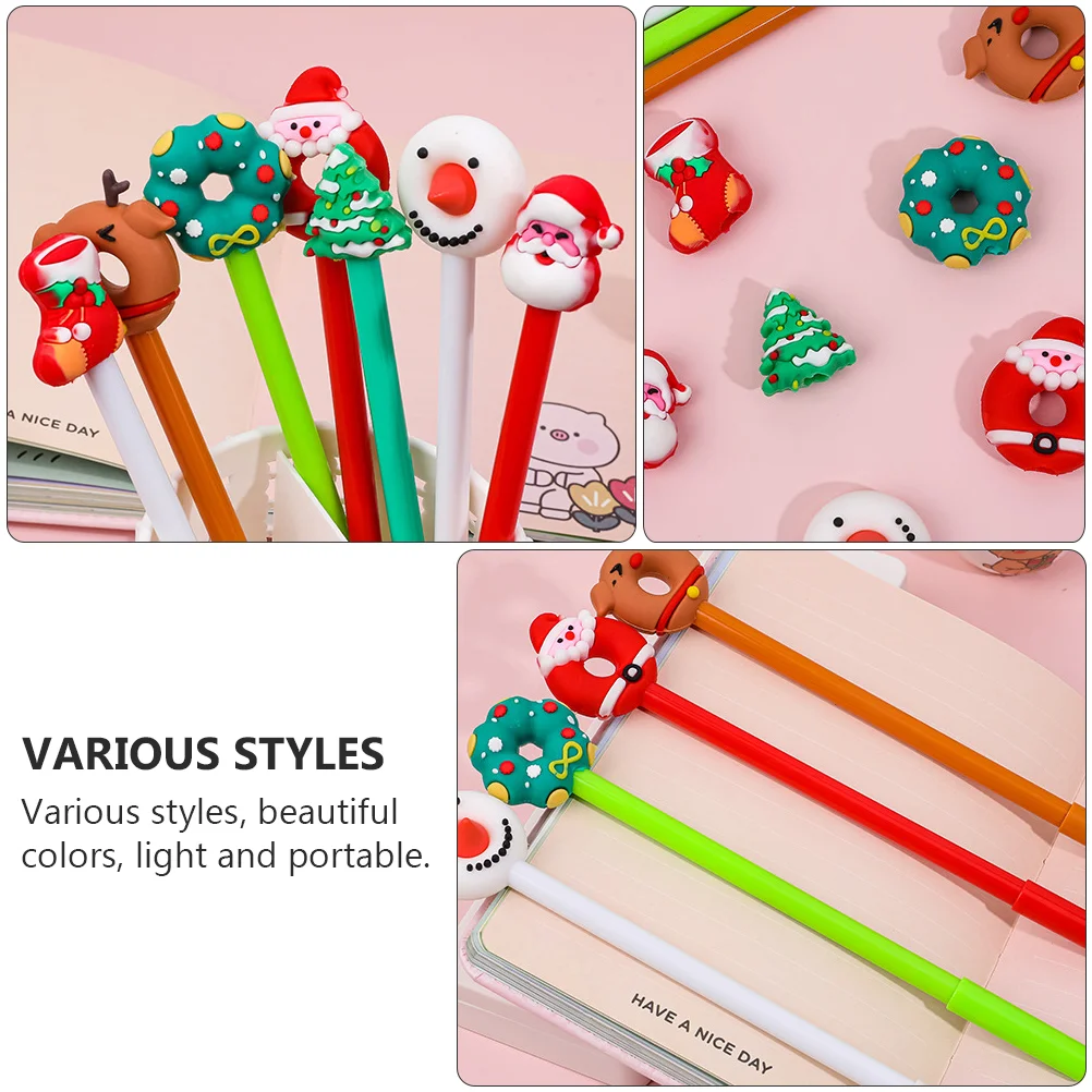 10 Pcs Student Gel Pen Christmas Come Adorable Writing Pens Signing Ink Plastic Marker for School