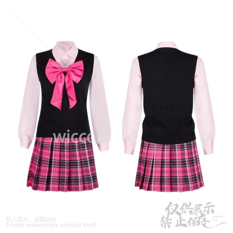 

COSda@Anime Girls Cosplay Japanese Kawaii JK School Jirai Kei Dress Hot Pink Sweet Cheerleader Costumes Preppy Style Skirts Cust