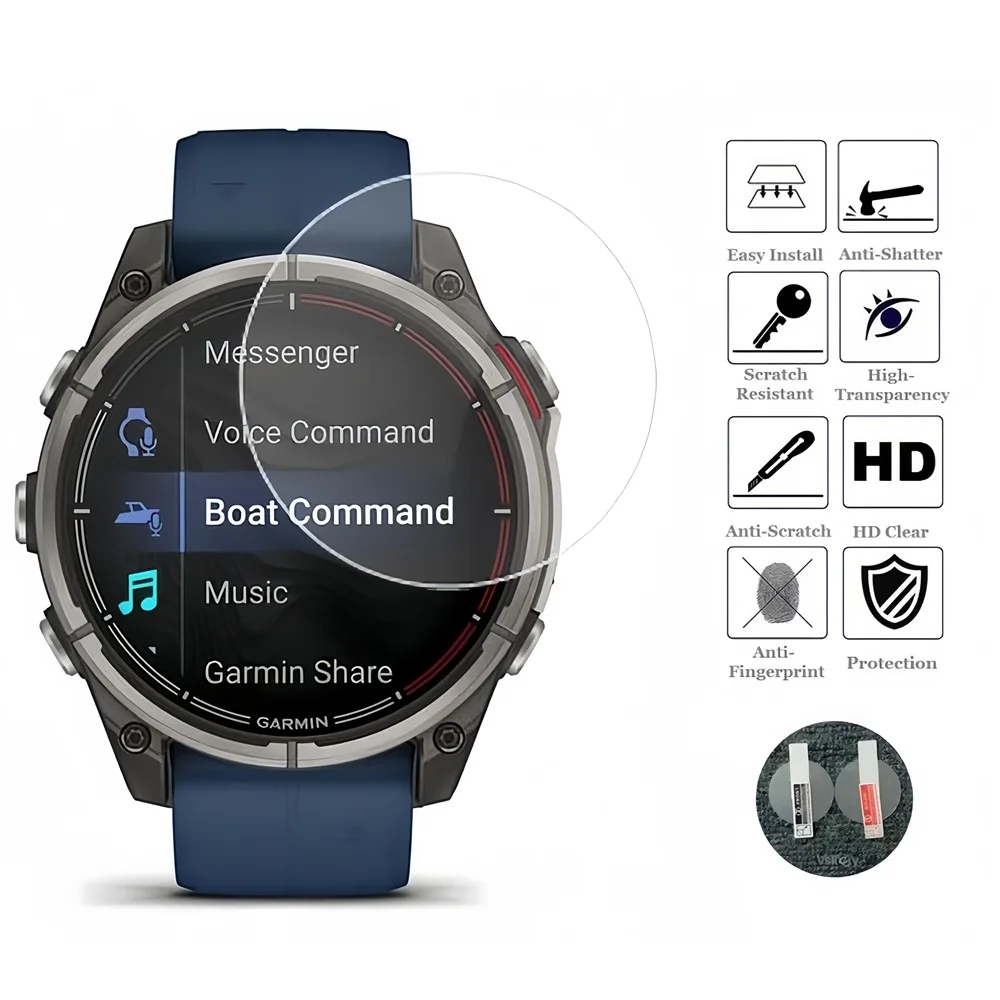 5PCS Smart Watch Screen Protector for Garmin  Quatix 8 51mm / Quatix 8 47mm Tempered Glass Scratch- Proof Protective Film
