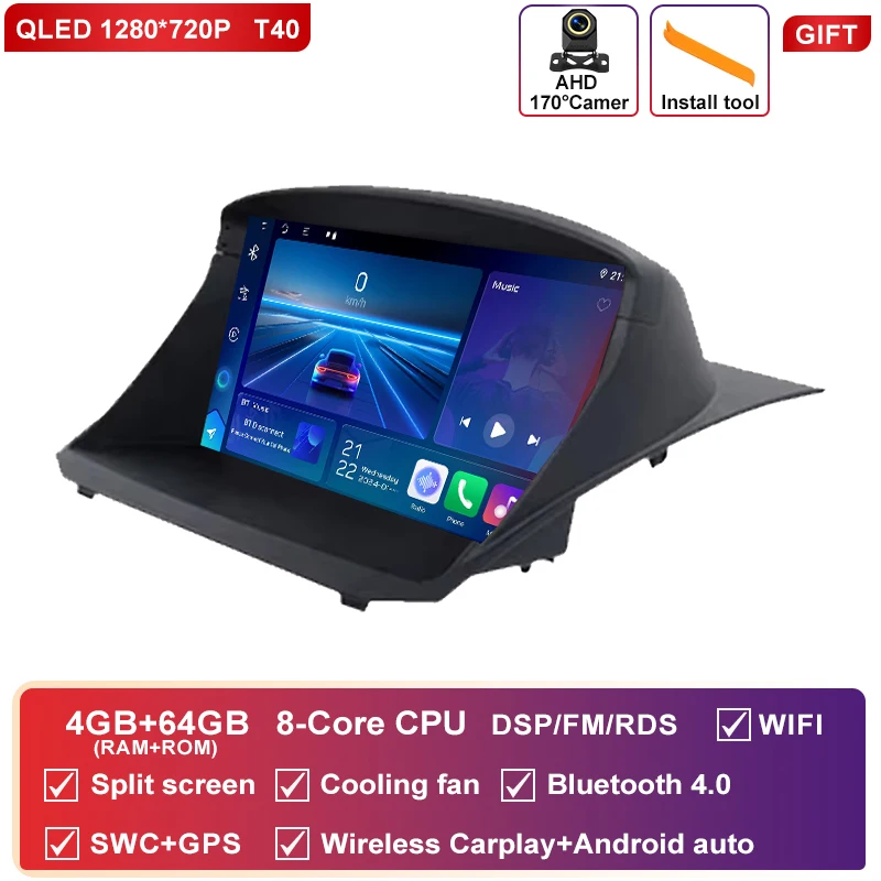Autoradio Carplay Android Voor Ford Fiesta Mk 6/MK 7 2008-2019 Multimedia Video Player touchscreen Auto stereo Navigatie GPS