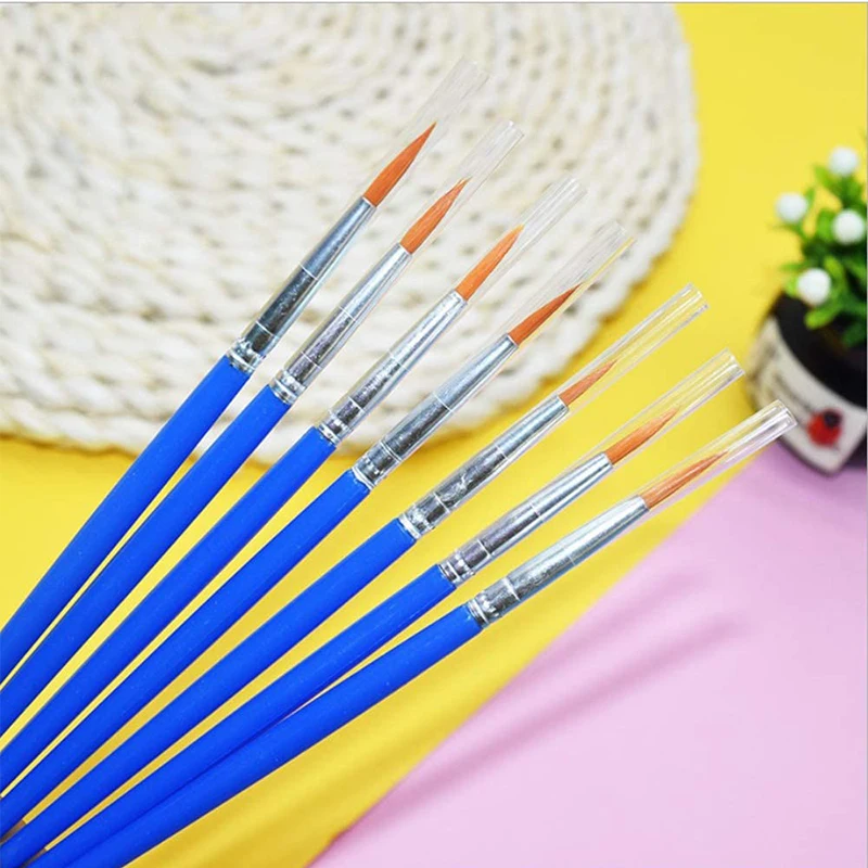 12pcs Detail Paint Brushes Set Kids Nylon Hair Flat Small Paintbrush for Acrylic Oil Watercolor Artist Painting Bulk Kits