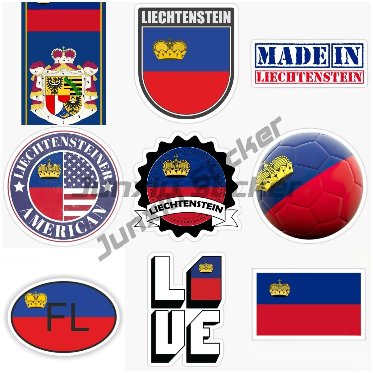 

Интересный Национальный флаг Лихтенштейна FL, эмблема, автомобильная наклейка, виниловая самоклеящаяся Водонепроницаемая наклейка