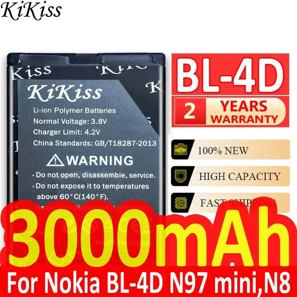 For Nokia N97 Mini N8 N8-00 E5-00 E5 E7 E7-00 T7 T7-00 E7 803 N803 702T Mobile Phone Battery Fast Charging BL-4D 3000mAh