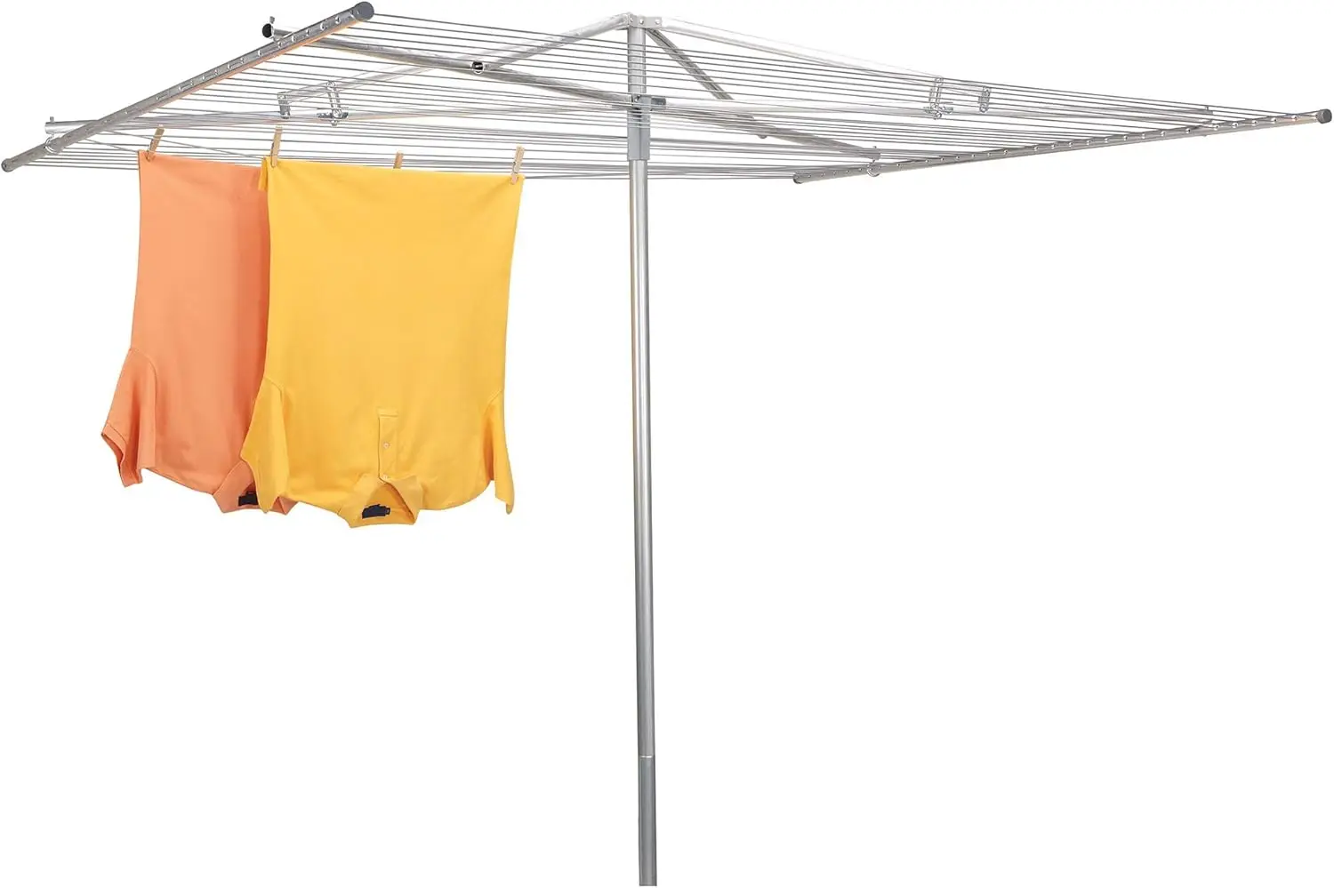 Rotary Outdoor Umbrella Drying Rack | Aluminum | 30-Lines with 210 ft. Clothesline,Silver