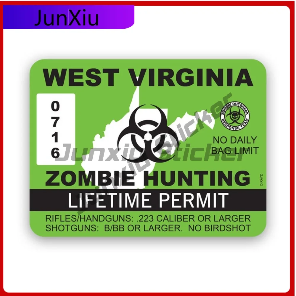

West Virginia Zombie Waterproof Fade Resistant Racing For Car Window Car Body Helmet Self Adhesive Easy Apply Decor Bumper