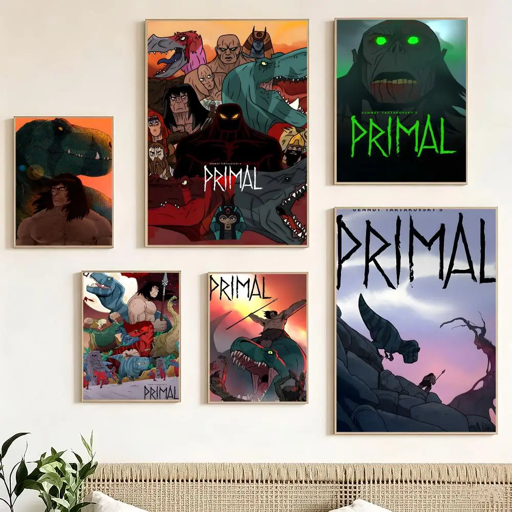 Anime Merch P-Primal Poster Pegatina artistica HD autoadhesiva impermeable para salon dormitorio