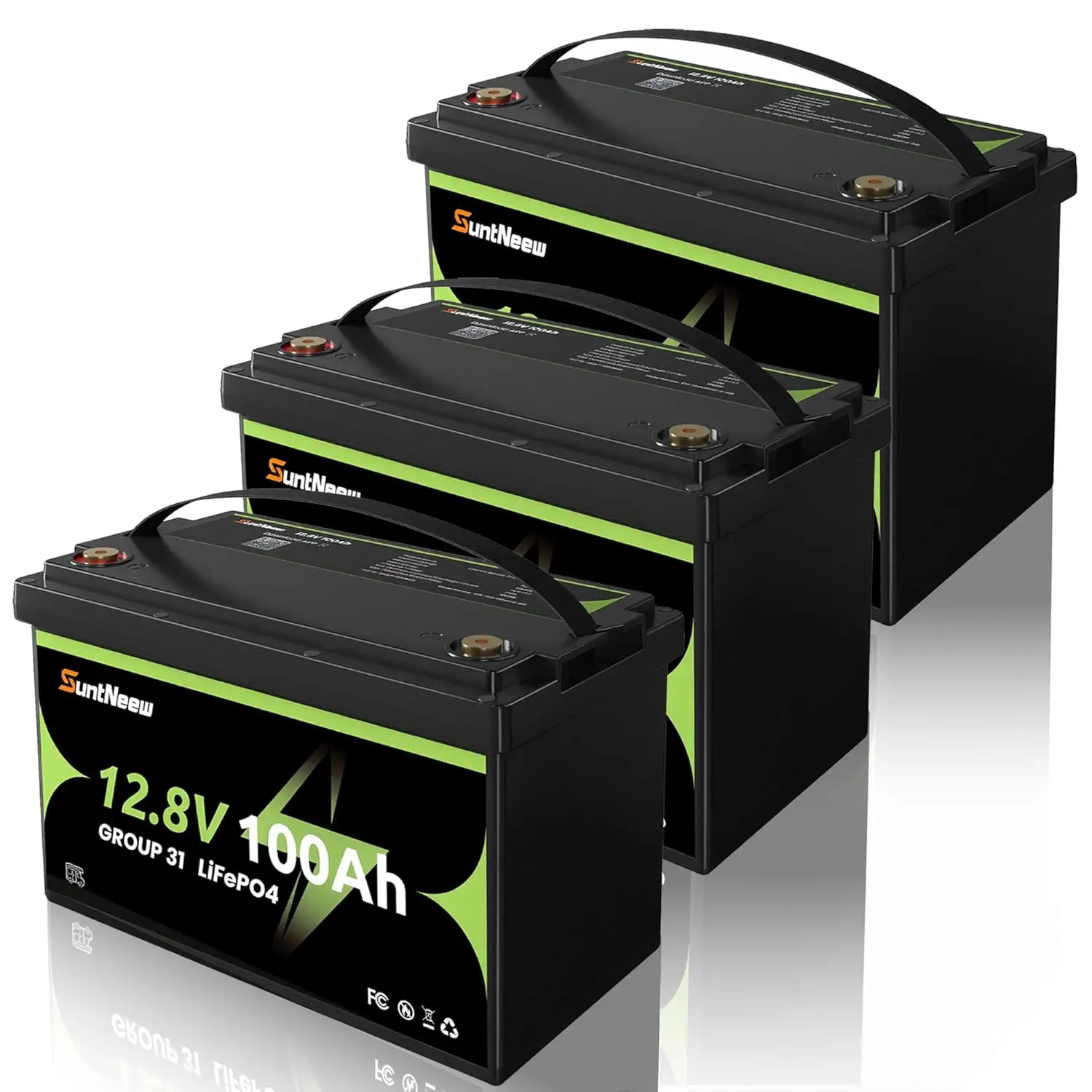 

12.8V 100Ah LiFePO4 Battery for RV, Trolling Motor, Solar Storage Lightweight Lithium Battery with 4000+ Cycles,, Customized