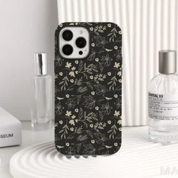 Black Pressed Flowers Phone Case For IPHONE 16ProMax 15 14 13 12 11 PRO Plus Acrylic TPU Two in one Mobile Phone Cases