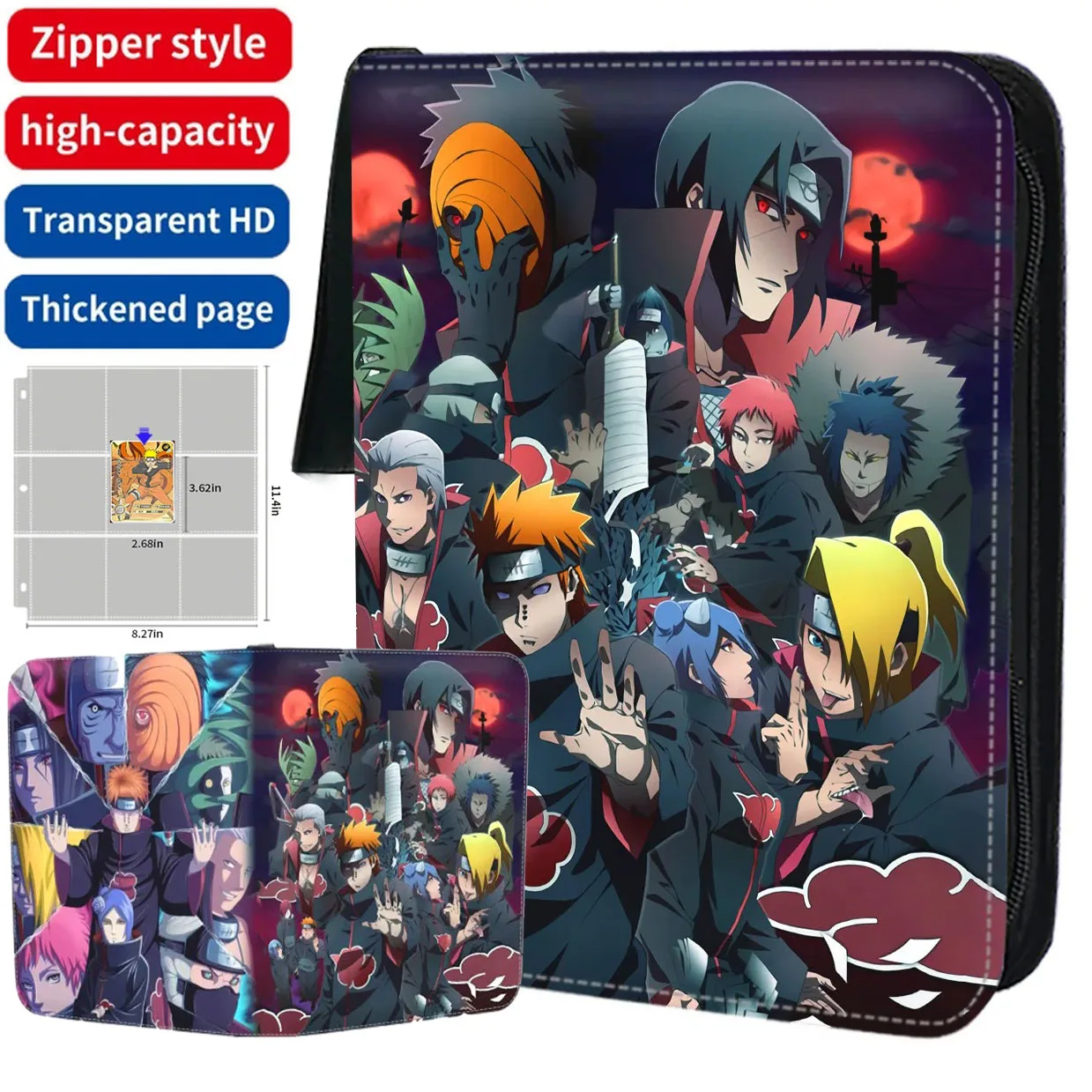 

NARUTO Card Binder Holder 9 Pocket Trading Anime Cards Album Collector Book with 50 inner Pages Zipper Holder Up to 900 Cards