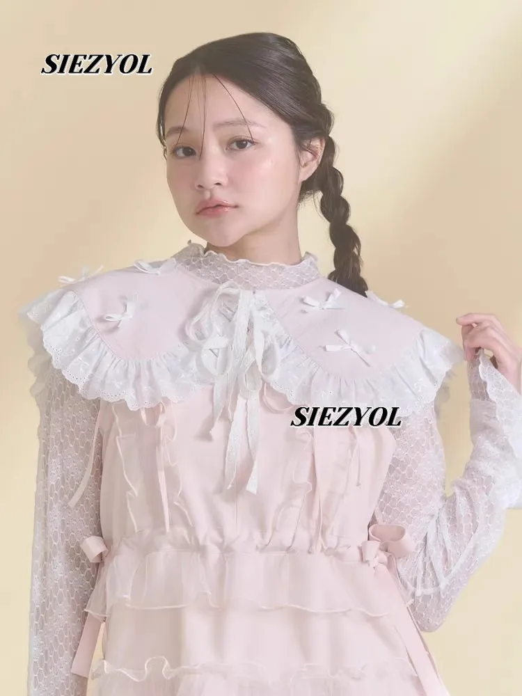 Japanese Style Bow Fake Collar for Women Sweet and Cute Girl Versatile Fashion Neck Wear Ties Solid Color Lace False Collar