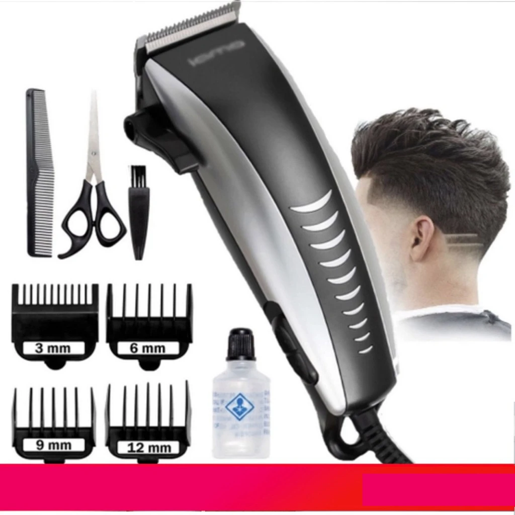 Máquina De Cortar Cabelo Barbeador Aparador Profissional Acabamento Barba 9 Peças Elétrico 110V