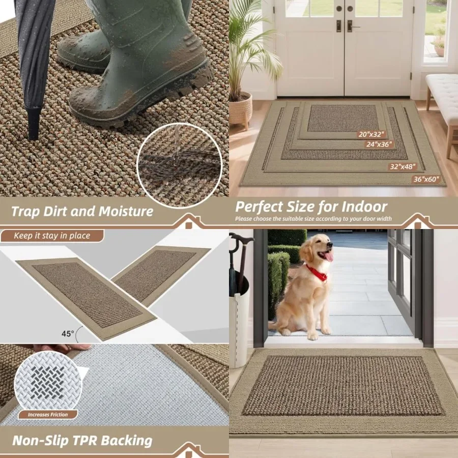 

Indoor Door Mat, Dirt Trapper Door Mats Non-Slip Entryway Rugs Washable, Resist Dirt Absorbent Welcome Mat, Low Profile Floor M