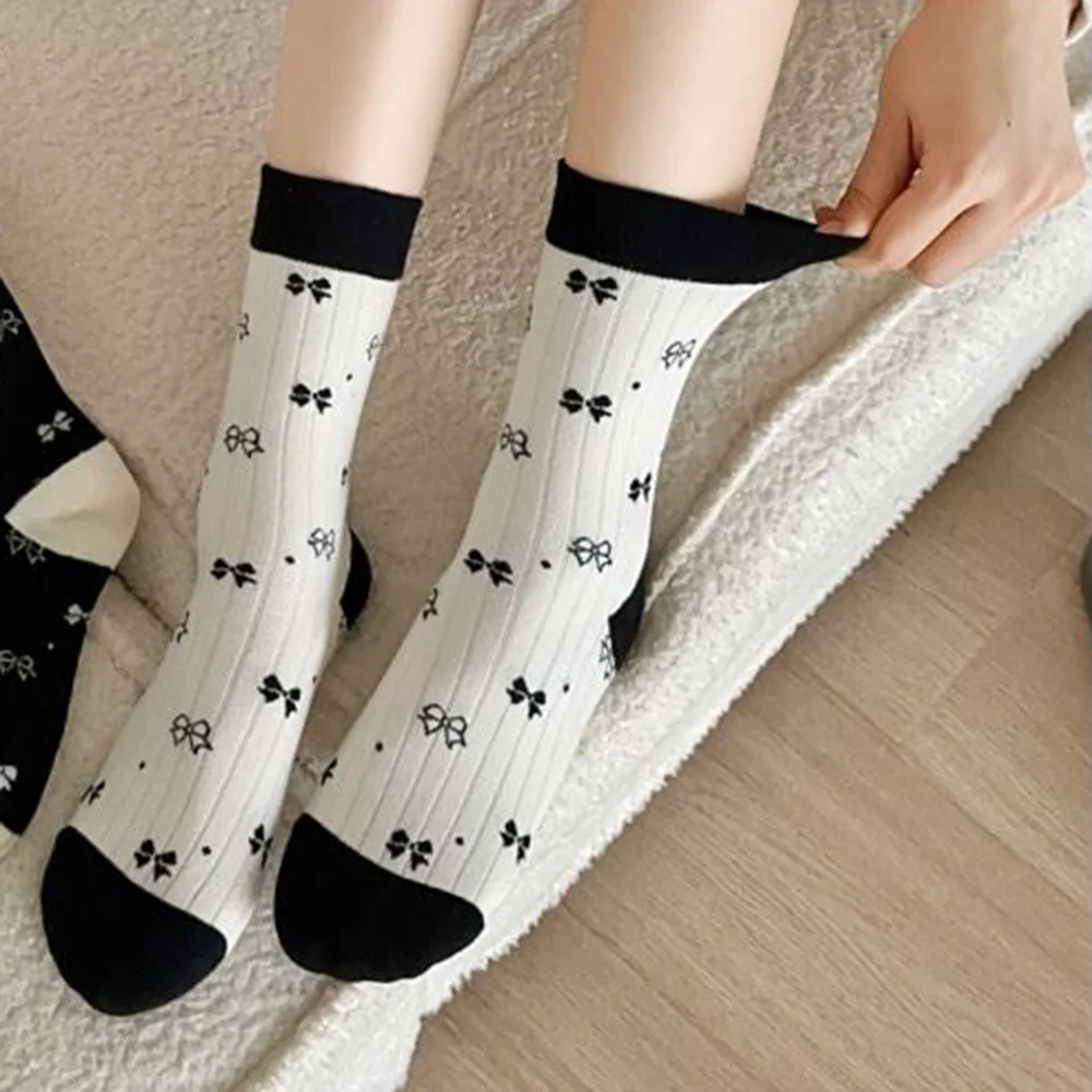 3 Pair Luxury Women Socks Cute Print Brand Designer Home Socks Set Fashion Autumn Winter Long Casual Sokken Femme Korean Style