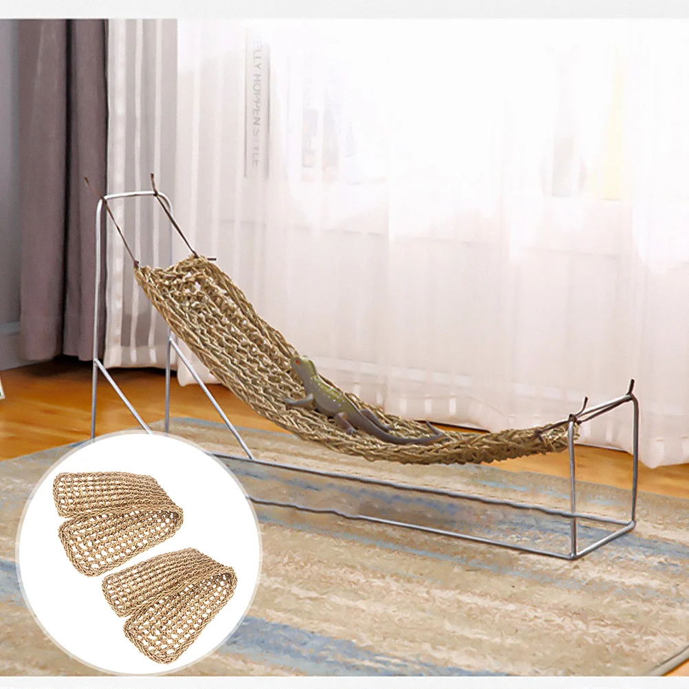 

2 Pcs Climbing Pet Hammock Seagrass Cushions Animals Lizards Hammocks Bunny Toys Summer Reptile Beard Hide