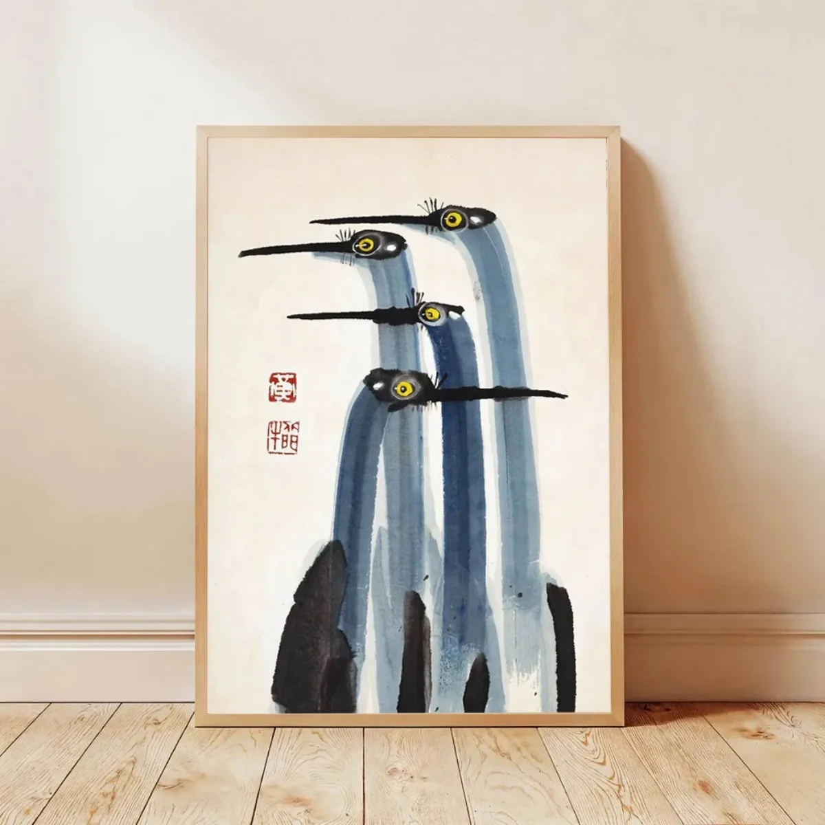 Japanese Retro Crane Canvas Print Poster Japandi Vintage Abstract Exhibition Art Prints Living Room Wall Art Home Decor Poster