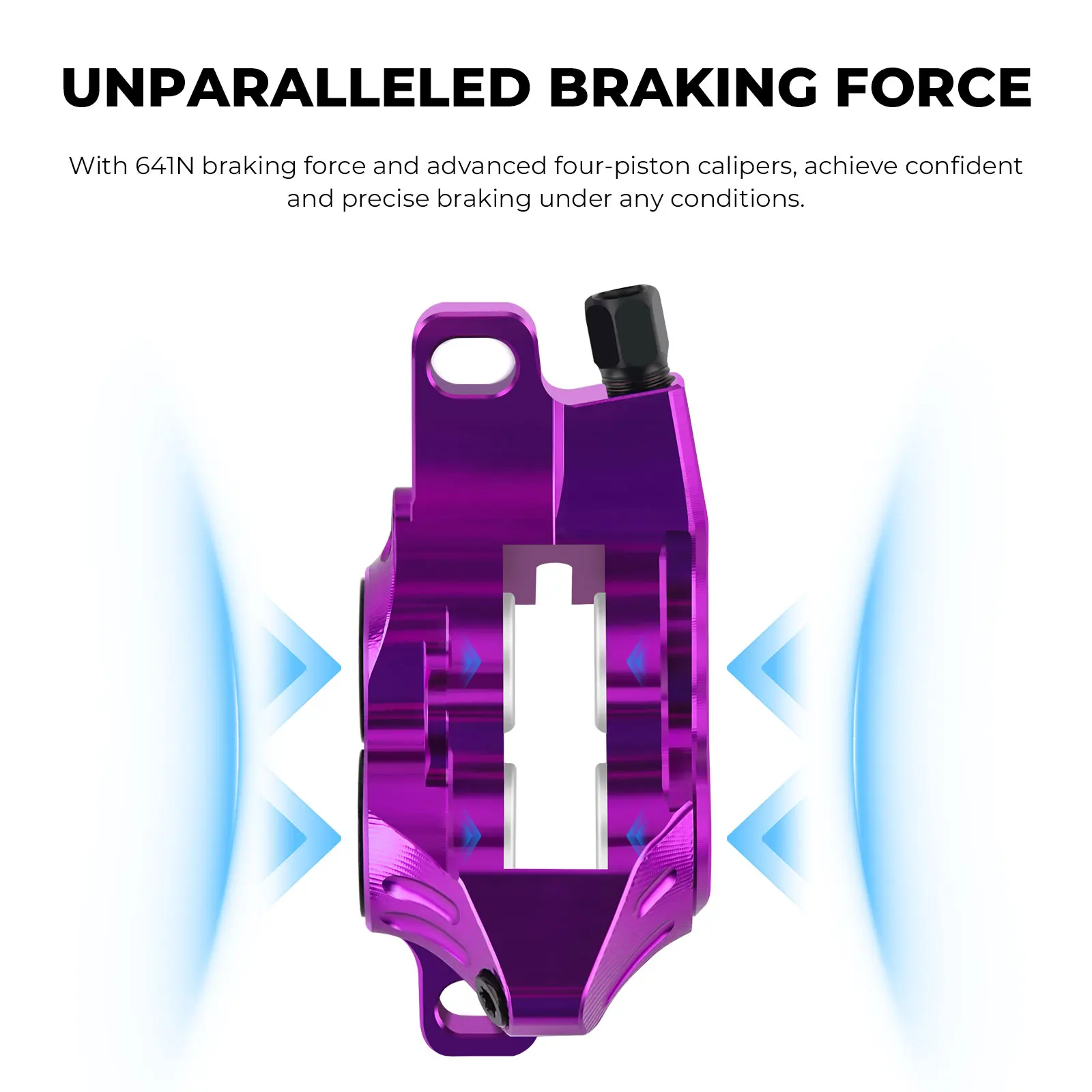 SPEEDONE 4 Piston Hydraulic Disc Brake Set MTB Four Piston Brake Front Rear 850/1600mm 641N Powerful Braking with Cooling Pads