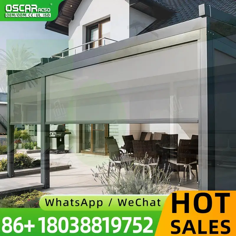 Sliding Insect Waterproof Sun Screen Shade Automatic Metal Track Roller Blinds for Patio Doors in Outdoor Spaces Balconies and T