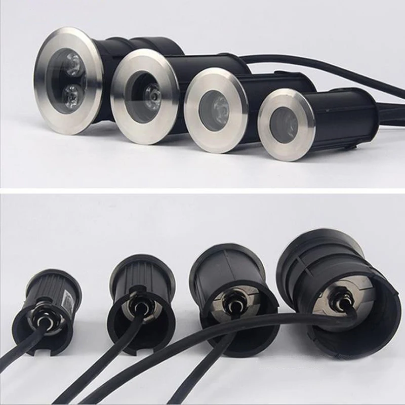 Светодиодное освещение для наружного сада IP67 Водонепроницаемый подземный светильник из нержавеющей стали 1 Вт 3 Вт Подземный ландшафтный светильник DC24V12V