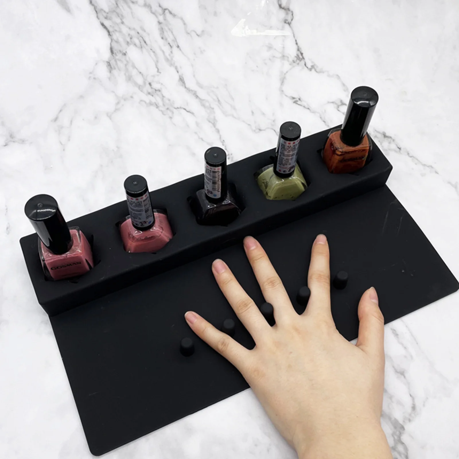 

Silicone Nail Polish Holder 5 Slots Bottle Rack with Finger Separators for Precise Application Manicure Station Organizer Gear