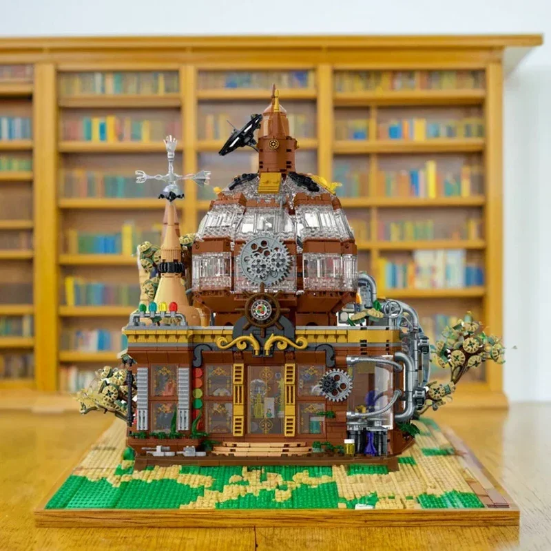 Street View Steampunk Magic Store Model Building Blocks Home Decoration Model Bricks Toys For Children Xmas Gifts With Led MOC