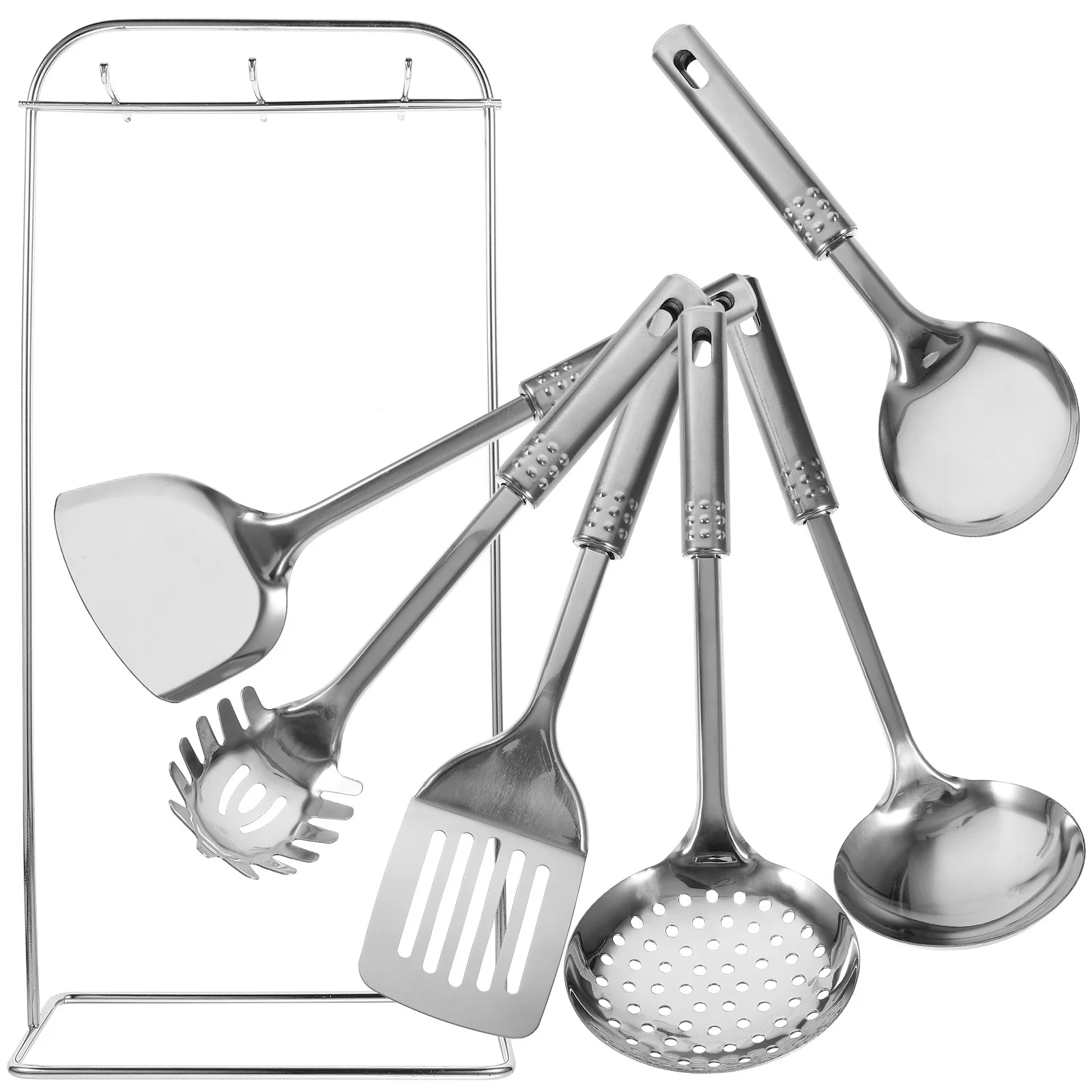 1Set Household Cooking Utensil Set Stainless Steel Spoons Forks Practical Safe Non-Stick Stain Resistant Kitchen Gadgets