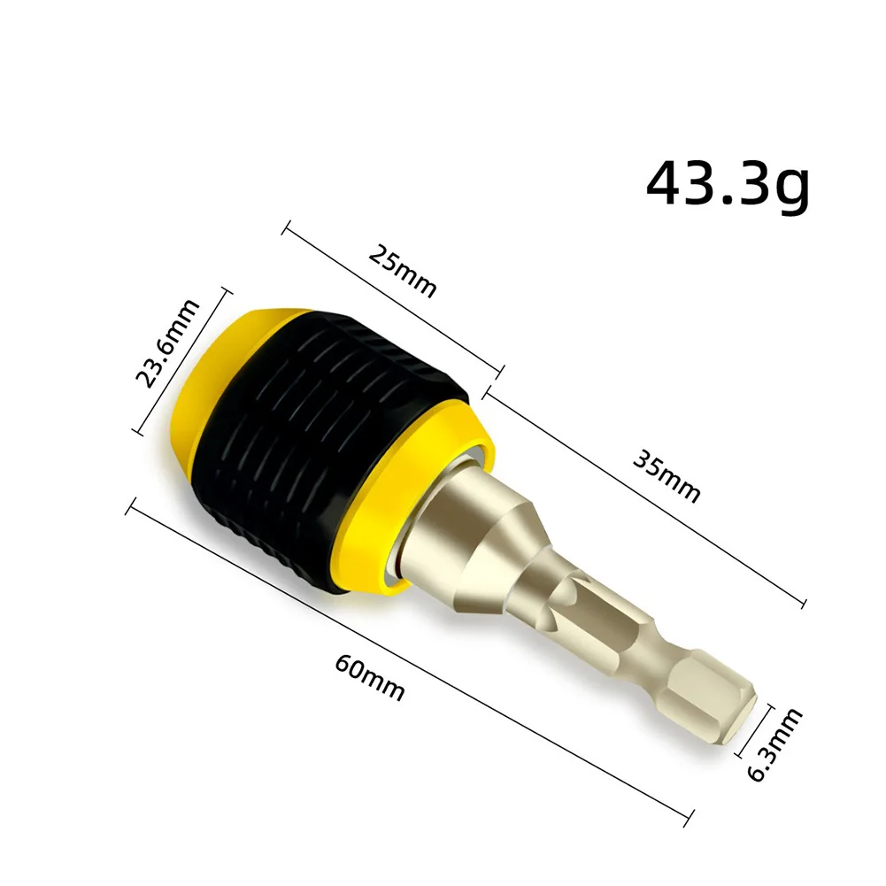 1PCS 60mm 1/4인치 육각 핸들 퀵 커플링 드릴 비트 미끄럼 방지 라운드 핸들 스크루드라이버 비트 퀵 체인지 어댑터 컨버터 ﻿