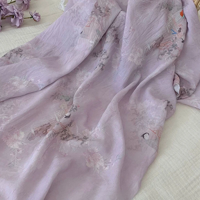 

2025 Chinese Tencel linen fabric sewing clothes, dresses, shirts and handicrafts, printed ramie fabric 원단