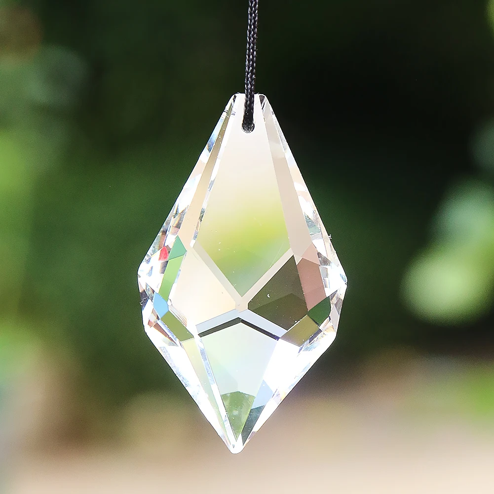 2pcs 50mm Clear Crystal Arrowhead Prism Charm Faceted Glass Craft Window Hanging Home Lamp Part Suncatcher Bird Repeller Pendant