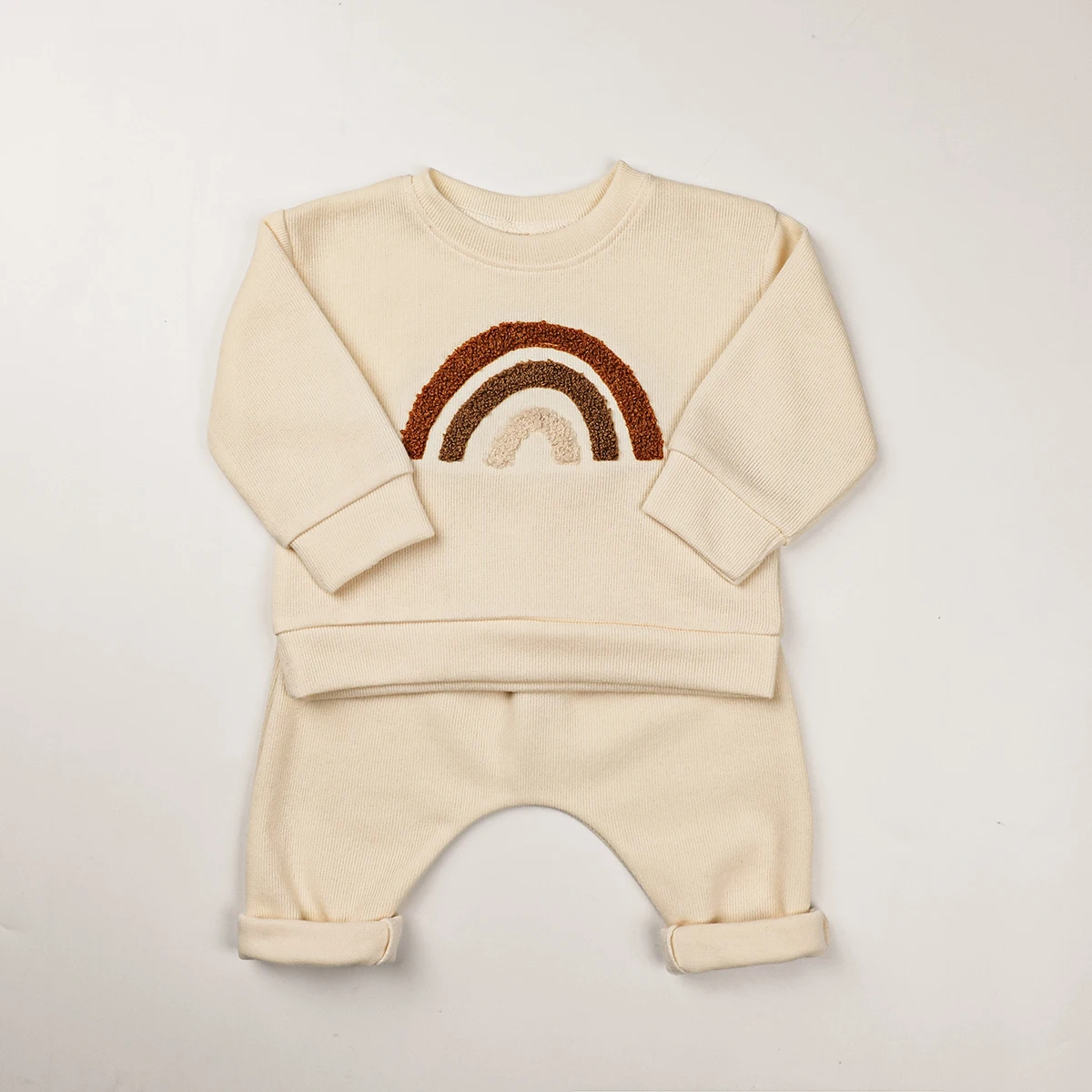 Sweat-shirt décontracté à manches longues et pantalon en coton biologique pour bébé garçon et fille, ensemble de vêtements de sport pour enfant,